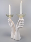 ,,Gest " świecznik biały ze szkłem