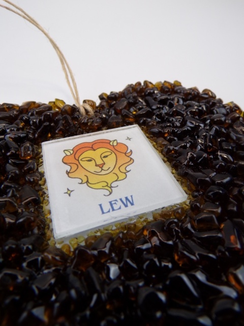 Serce ze szkła z recyklingu duże, brązowy –Lew