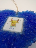 Serce ze szkła z recyklingu duże, niebielskie – Byk