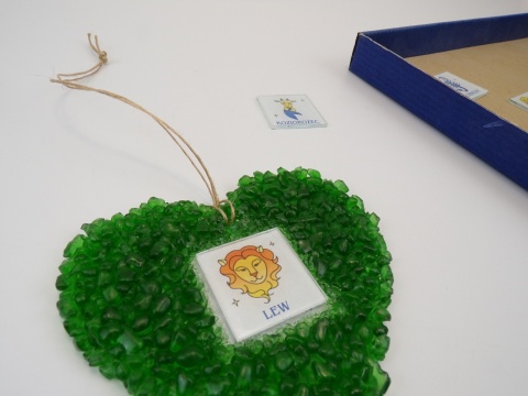 Serce ze szkła z recyklingu duże, niebieskie – Lew