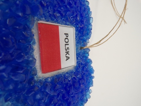 Serduszko szklane z flagą Polski – 100% szkło z recyklingu wzór DK02