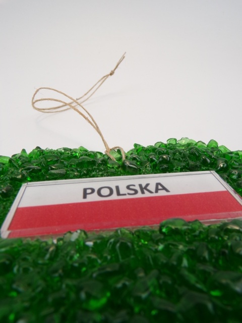 Serduszko szklane z flagą Polski – 100% szkło z recyklingu wzór DP01