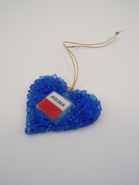 Serduszko szklane z flagą Polski – 100% szkło z recyklingu wzór MK02