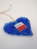 Serduszko szklane z flagą Polski – 100% szkło z recyklingu wzór MK02