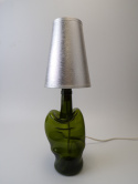 Lampa recykling szklo zielone- abażur lniany srebrny S