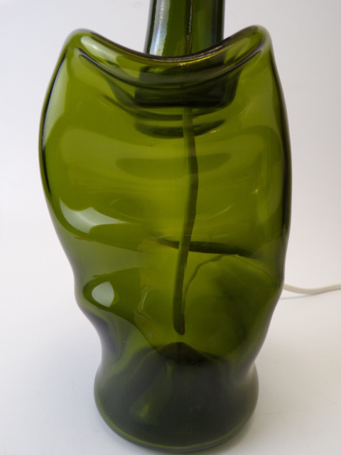Lampa recykling szklo zielone- abażur lniany srebrny S Lampa recykling szklo zielone- abażur lniany srebrny S