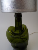 Lampa recykling szklo zielone- abażur lniany srebrny S