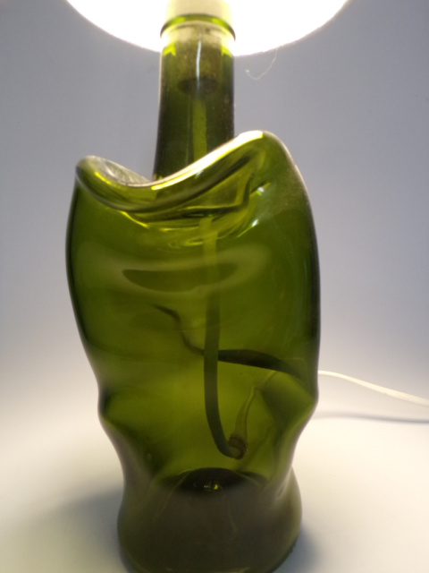 Lampa recykling szklo zielone- abażur lniany srebrny S Lampa recykling szklo zielone- abażur lniany srebrny S