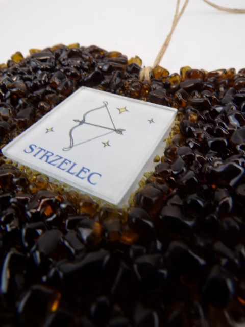 Serce ze szkła z recyklingu duże, brązowe – Strzelec