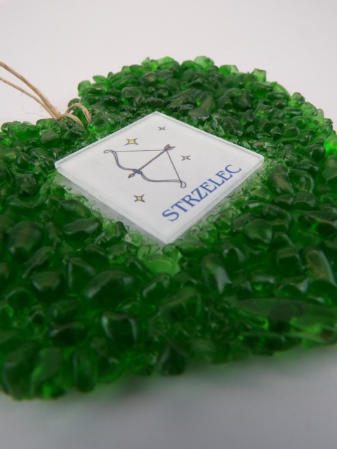 Serce ze szkła z recyklingu duże, zielone – Strzelec