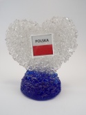 Serduszko szklane z flagą Polski Stojące bezbarwne – 100% szkło z recyklingu