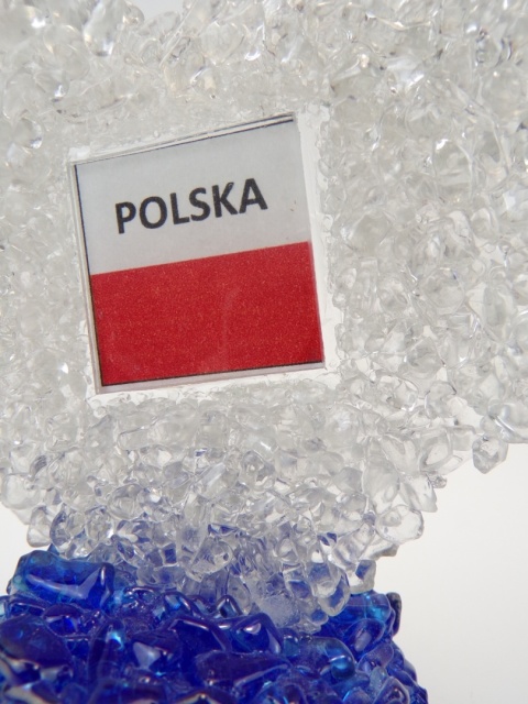 Serduszko szklane z flagą Polski Stojące bezbarwne – 100% szkło z recyklingu